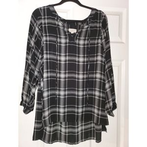 Black and white plaid blouse